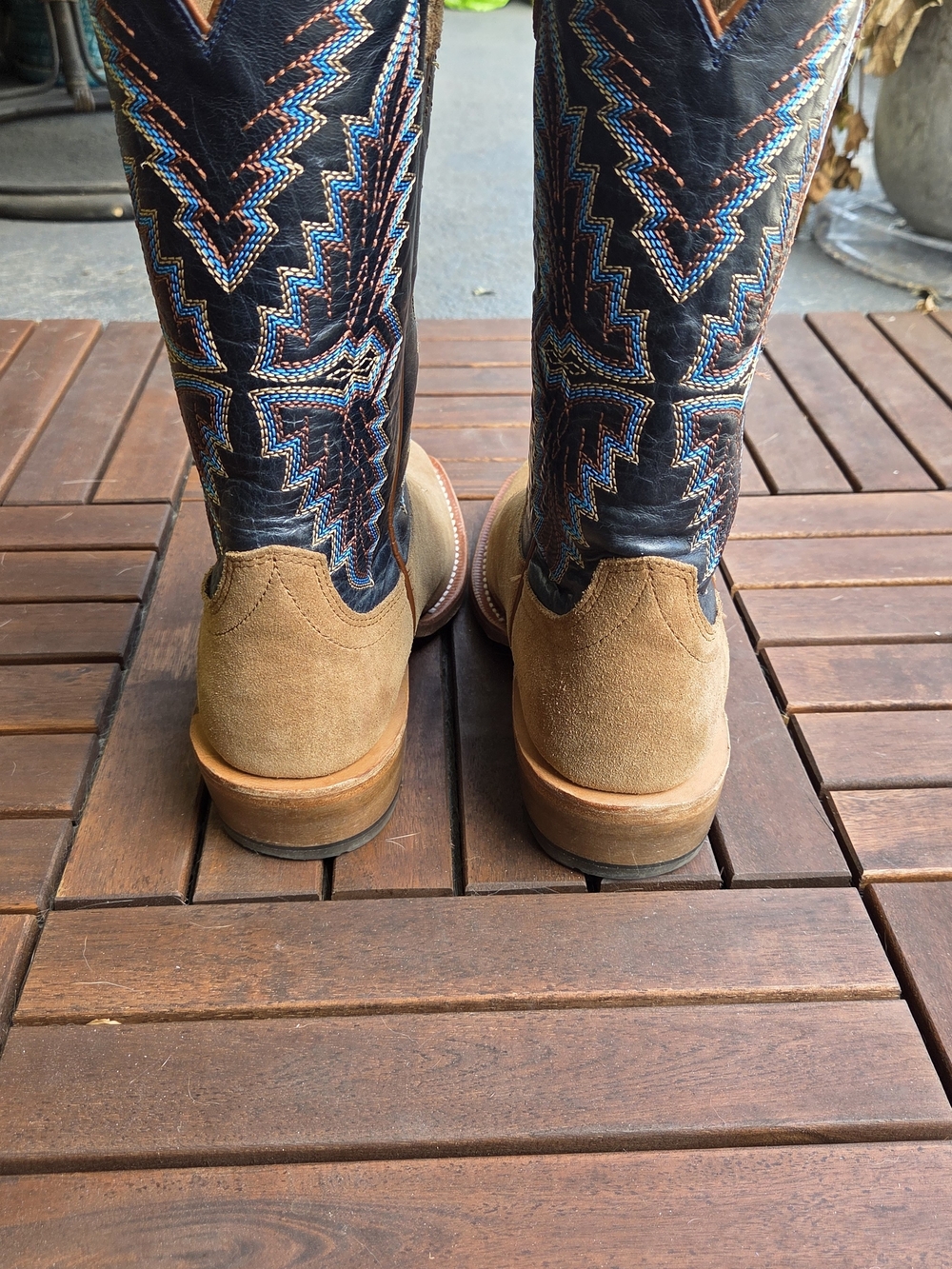 Ariat: Men’s Futurity Showman Dijon Roughout Navy Western Boot - Picture 5 of 8